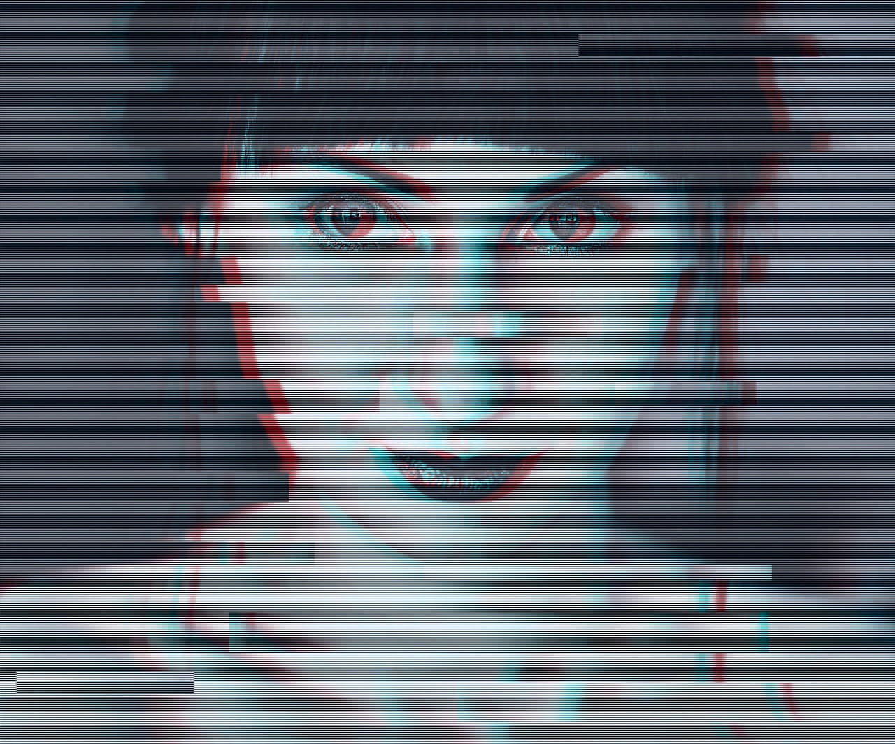 Um retrato digital distorcido por falhas gráficas, uma metáfora visual para uma resposta de IA errada mas confiante