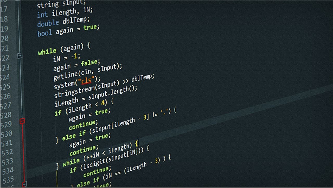 Source code in a dark editor, an illustration of the code an AI agent reads and runs through connected tools