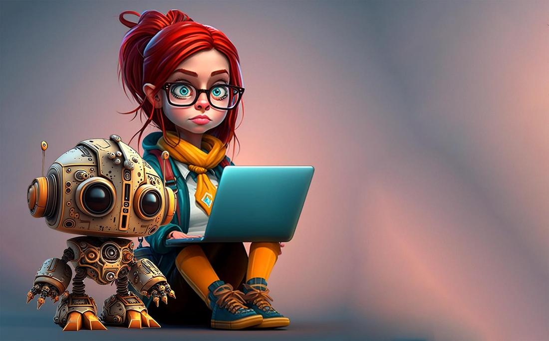 An AI-generated image of a person working with futuristic technology
